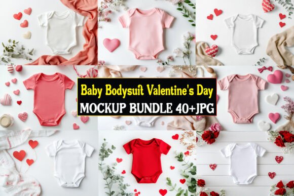 Baby Bodysuit Valentines Mockup Bundle 1: Graphics & Product Mockups