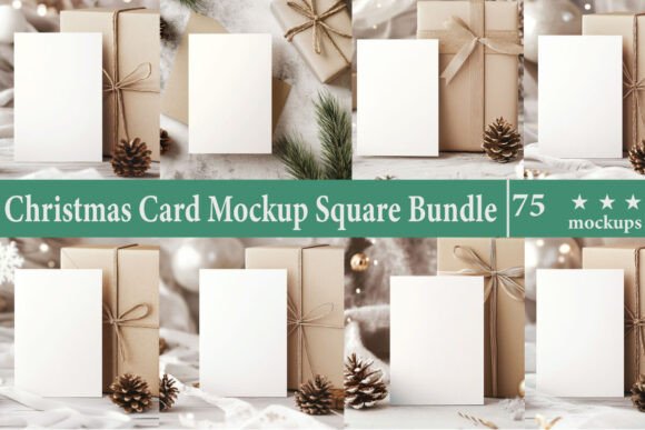 Christmas Card Mockup Square Bundle: Graphics & Product Mockups