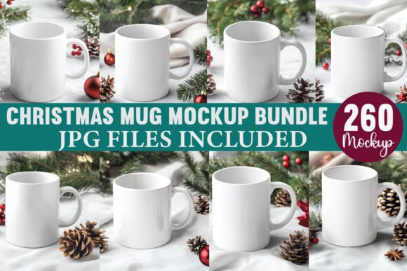 Christmas Mug Mockup Bundle: Graphics & Product Mockups