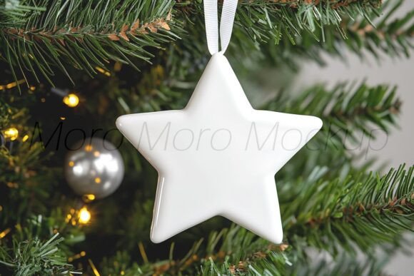 Christmas White Star Ornament Mockup for Graphics