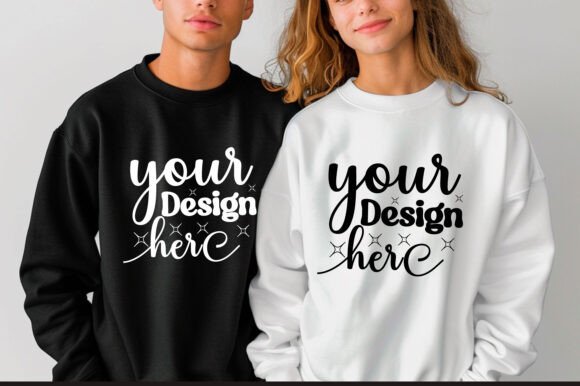 Gildan 18000 Couple Mockup 45: Graphics & Product Mockups