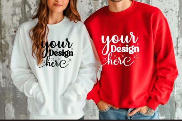 Gildan 18000 Couple Mockup 73: Premium Graphics for Product Mockups