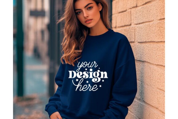 Gildan 18000 Indigo Blue Mockup 31: Graphics & Product Mockups