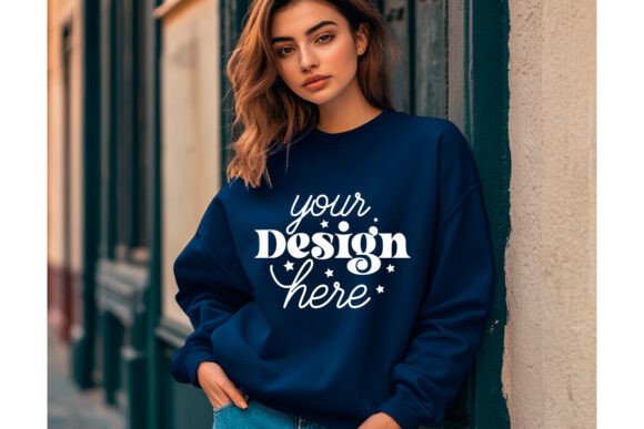 Gildan 18000 Indigo Blue Mockup 33: Graphics & Product Mockups