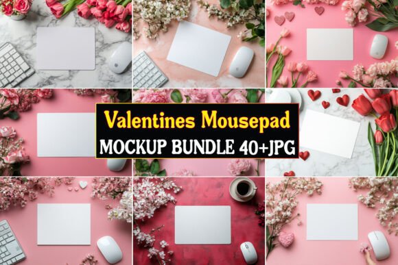 Valentines Mousepad Mockup Bundle 01: Graphics & Product Mockups